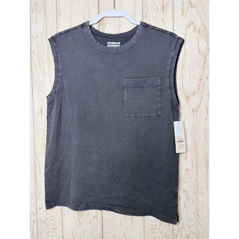Weekend Academy Boys Oversized Cotton Tank Top with Pocket